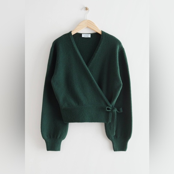 & Other Stories Deep Green Wrap Sweater - Picture 1 of 1
